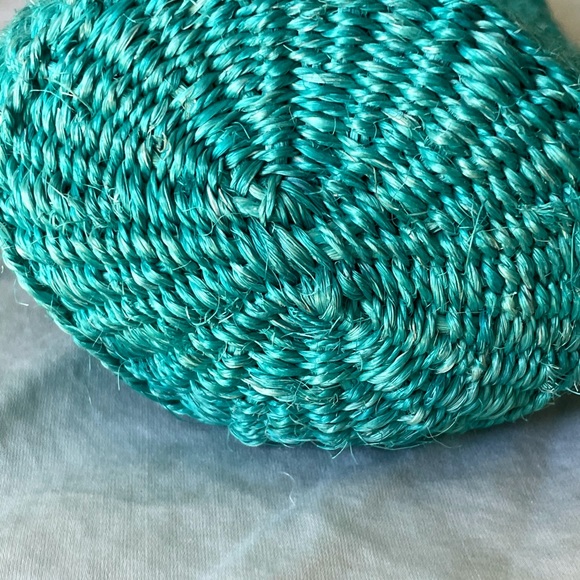 NWOT Little Woven Long Tote From Kenya Pretty Teal - Picture 7 of 8